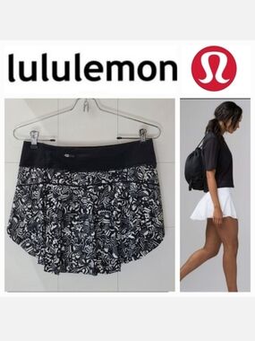 Lululemon Quick Pace 13" Skirt in Black & White Swirl Sz 6
